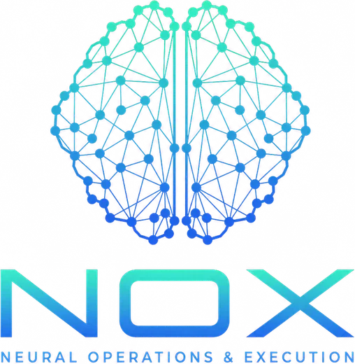 The NOX logo: a brain drawn as a network of connected points, above the NOX wordmark and the words Neural Operations and Execution.